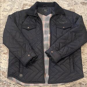 Black Quilted Jacket with Plaid Linin